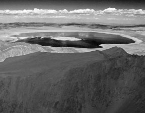 120928018BW Modified 16APR13 Mono Lake and Dana Plateau from Summit of Mt Dana